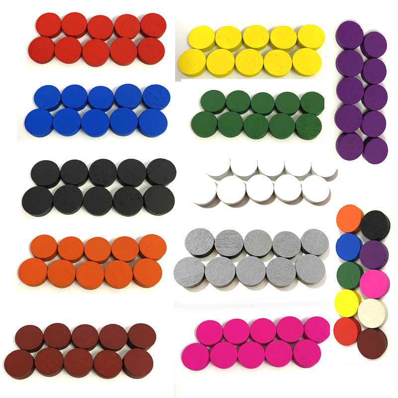 Board Game Vector - 50pieces 15*5MM 11 Colors Wooden Disk