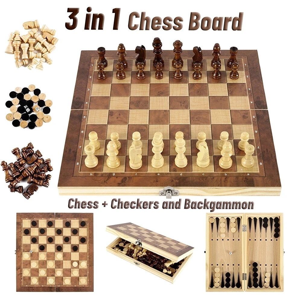 3 in 1 Wooden Checkers Backgam - Board Game Quacks 评论和价格
